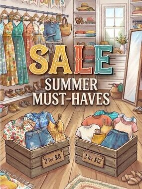 Summer Must-Haves Sale Graphic Print - Colorful Retail Illustration